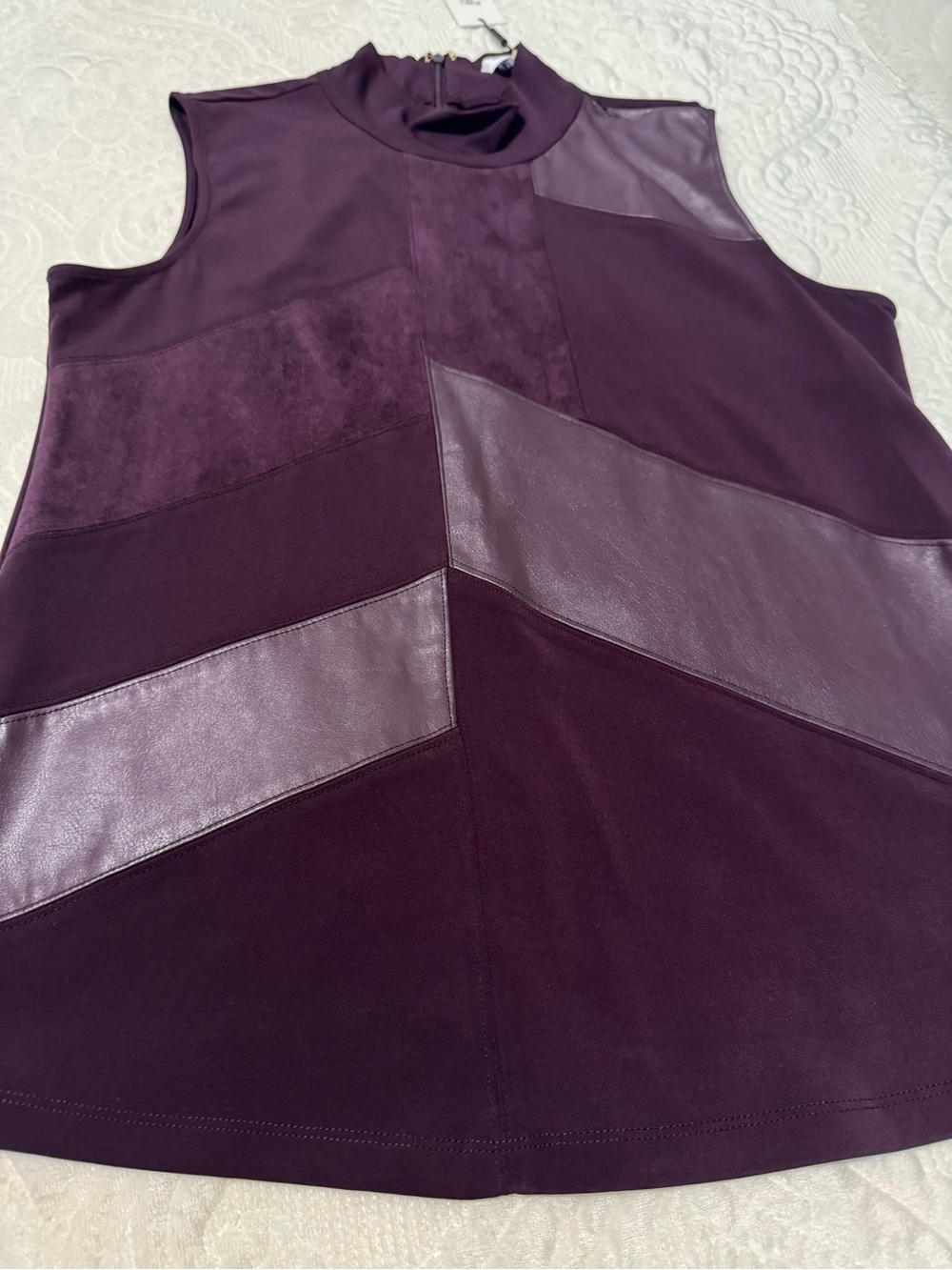 Calvin Klein Sleeveless Mock Neck Tank - Deep Plum